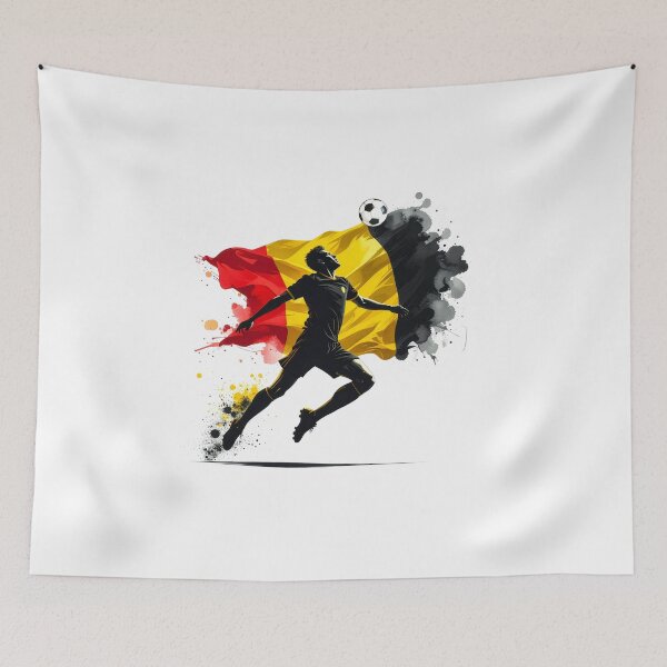 Item preview, Belgium Soccer Player Art — Belgian Football Flag Action Fan Print designed and sold by icemanphotos.