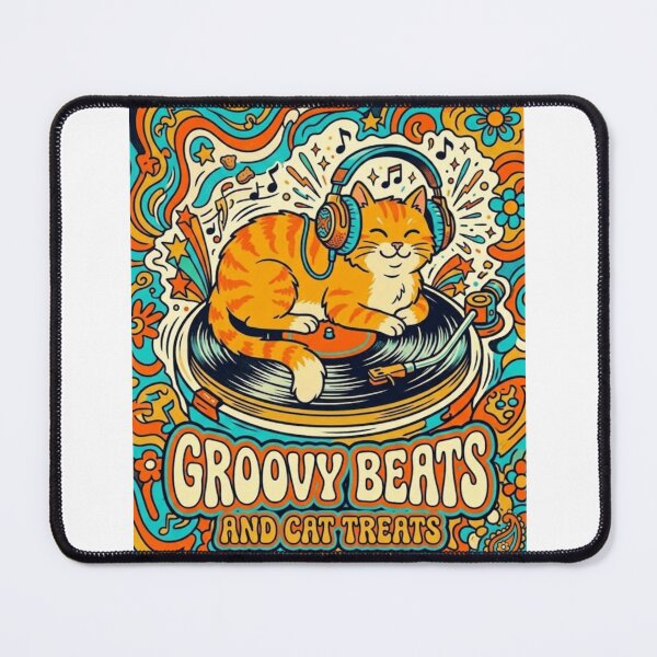 Item preview,  Groovy Beats and Cat Treats Retro DJ Vinyl Vintry Off designed and sold by VintryOff.