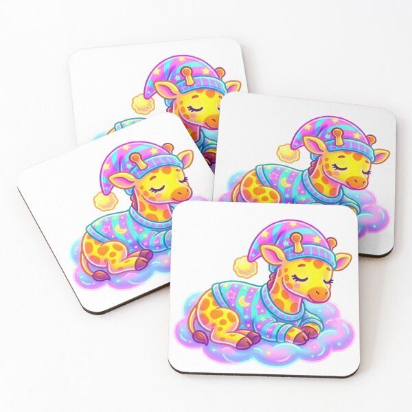 Item preview, Cute sleeping giraffe in pajamas on a cloud designed and sold by NeonTraum.