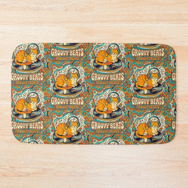 Item preview,  Groovy Beats and Cat Treats Retro DJ Vinyl Vintry Off designed and sold by VintryOff.