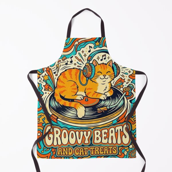 Item preview,  Groovy Beats and Cat Treats Retro DJ Vinyl Vintry Off designed and sold by VintryOff.