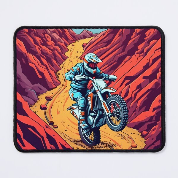 Item preview, Retro Comic Style Dirt Bike Rider In Red Rock Canyon designed and sold by RevUpDesign.