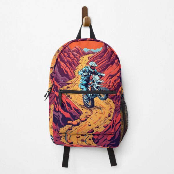 Item preview, Retro Comic Style Dirt Bike Rider In Red Rock Canyon designed and sold by RevUpDesign.