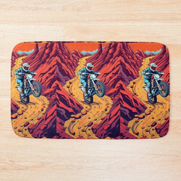 Item preview, Retro Comic Style Dirt Bike Rider In Red Rock Canyon designed and sold by RevUpDesign.