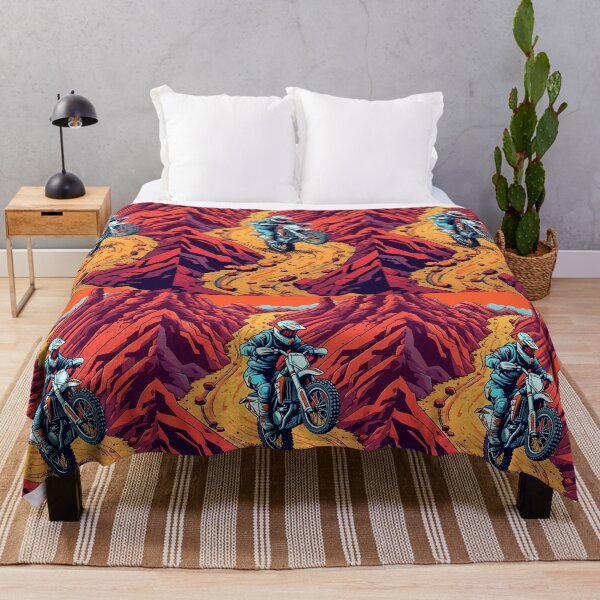 Item preview, Retro Comic Style Dirt Bike Rider In Red Rock Canyon designed and sold by RevUpDesign.