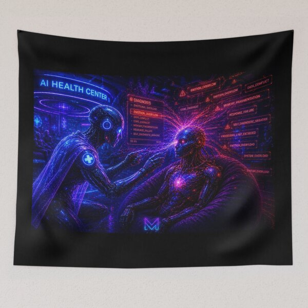 Item preview, AI Neural Diagnosis - Cyberpunk Therapist Art designed and sold by bbbpetr100.