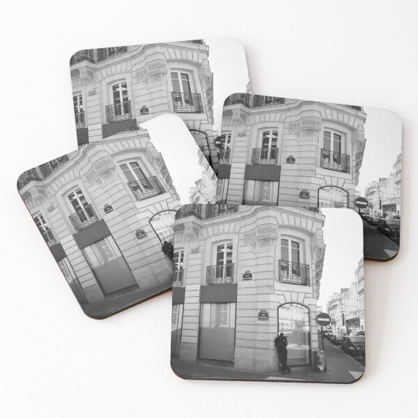 Item preview, Rue d'Astorg - Parisian street corner, black and white city photography designed and sold by jacquesview.