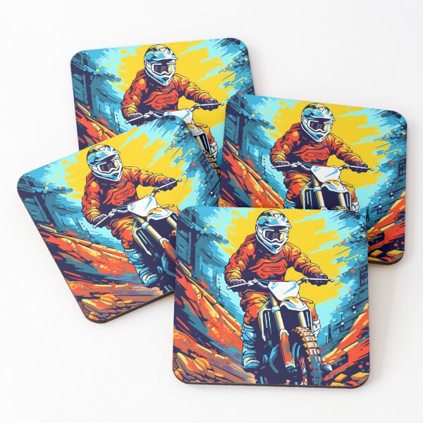 Item preview, Vibrant Pop Art Dirt Bike Rider On Rocky Trail designed and sold by RevUpDesign.