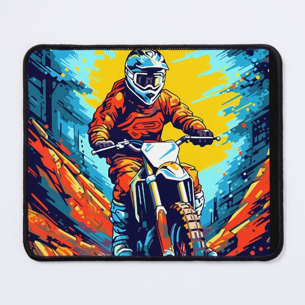 Item preview, Vibrant Pop Art Dirt Bike Rider On Rocky Trail designed and sold by RevUpDesign.