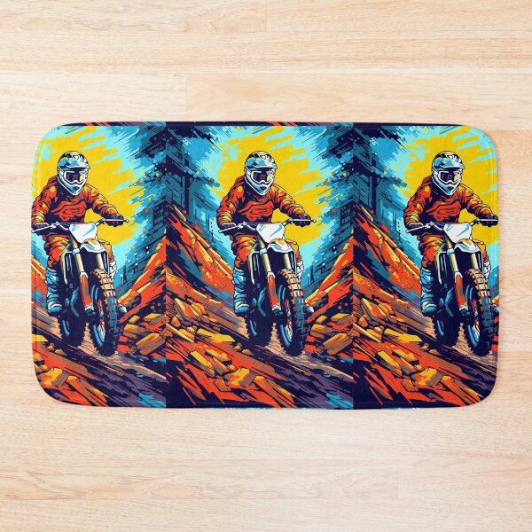 Item preview, Vibrant Pop Art Dirt Bike Rider On Rocky Trail designed and sold by RevUpDesign.