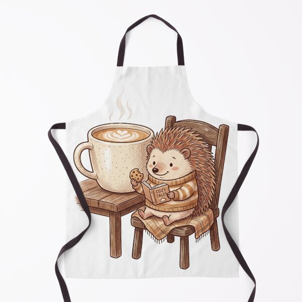 Item preview, Cute Hedgehog Drinking Coffee and Reading Cozy Book Illustration designed and sold by TaiwanMemory.