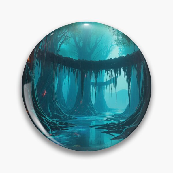 Item preview, Neon Mangrove Abyss Alien Fantasy Landscape designed and sold by Luminous Wilds.