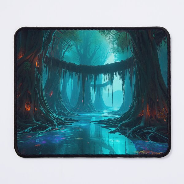 Item preview, Neon Mangrove Abyss Alien Fantasy Landscape designed and sold by Luminous Wilds.