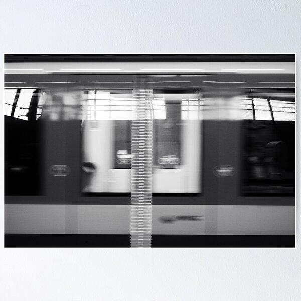 Item preview, Munich subway in motion - Abstract black and white city designed and sold by jacquesview.