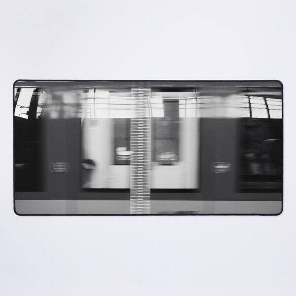 Item preview, Munich subway in motion - Abstract black and white city designed and sold by jacquesview.