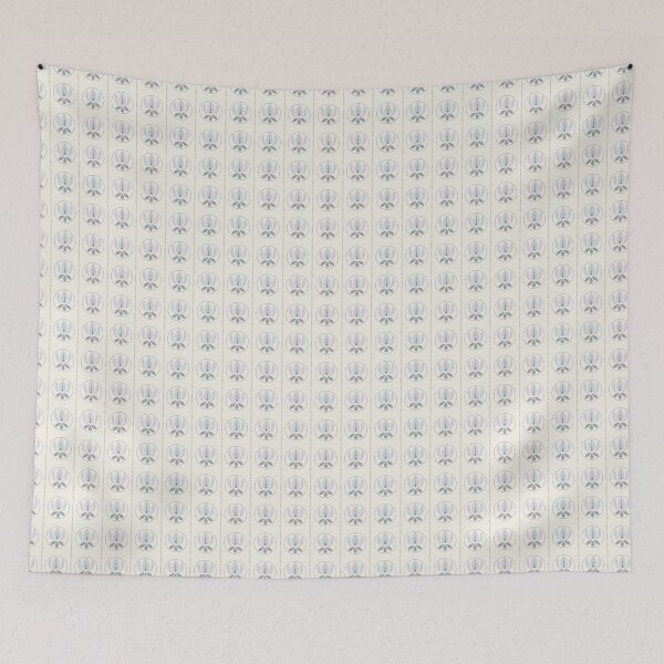 Item preview, Lotus Medallion Stripe Geometric Pattern Dusty Blue Cream designed and sold by DColourMuse.