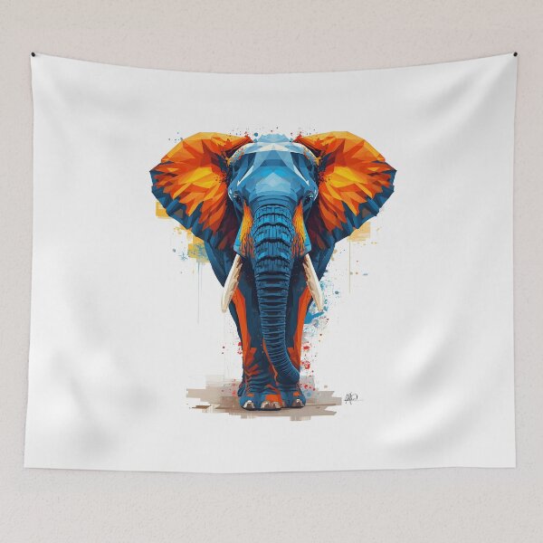 Item preview, Vibrant Low Poly Elephant Portrait designed and sold by ArtnarongDesign.
