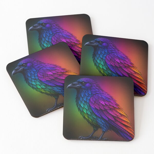 Item preview, Neon Rainbow Raven – Vibrant Dark Fantasy Bird Art designed and sold by Karszul.