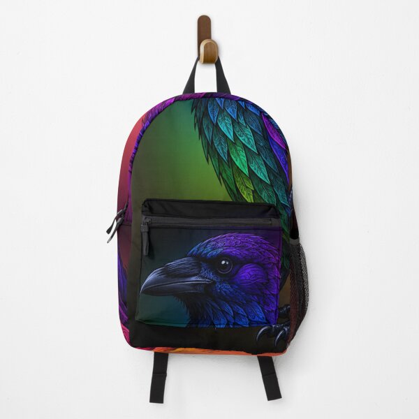 Item preview, Neon Rainbow Raven – Vibrant Dark Fantasy Bird Art designed and sold by Karszul.