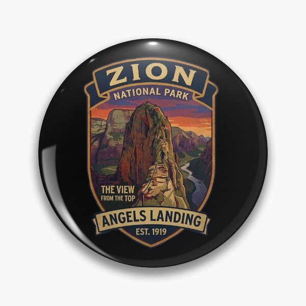 Item preview, Zion National Park Angels Landing Vintage Shield Hiking Vacation designed and sold by Yellowriversss.