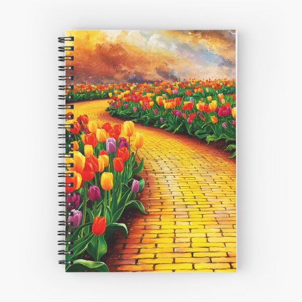 Item preview, Yellow Brick Road at Summer Sunset – Meandering Path Paved with Colorful Tulips designed and sold by EmeraldeaDesign.