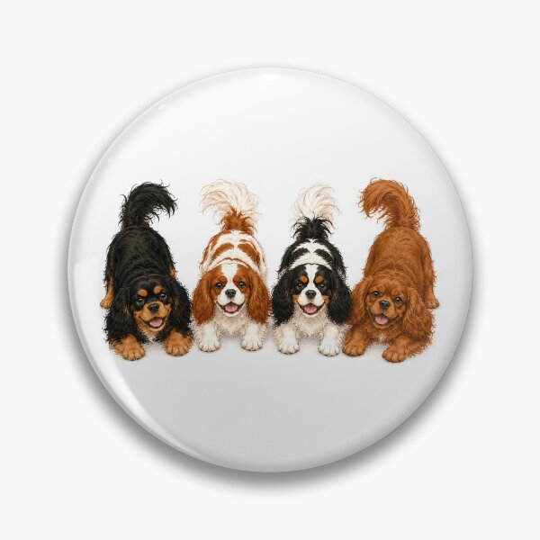 Item preview, Cavalier King Charles Spaniel Four Colors Play Bow Watercolor Dog Art designed and sold by SakuraWaStyle.