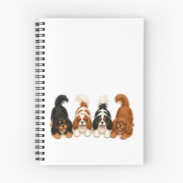 Item preview, Cavalier King Charles Spaniel Four Colors Play Bow Watercolor Dog Art designed and sold by SakuraWaStyle.