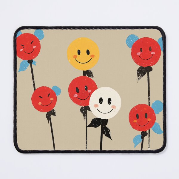 Item preview, Cute Smiley Flower Friends – Retro Happy Face Garden Illustration designed and sold by KiraChie.