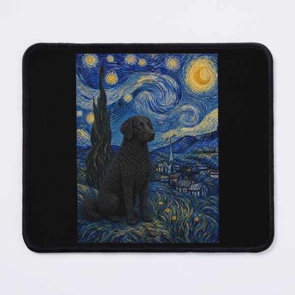 Item preview, Curly-Coated Retriever Dog Van Gogh Starry Night designed and sold by Littermin.