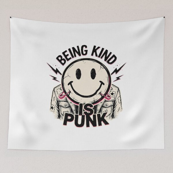 Item preview, Being Kind Is Punk – Smiley Face Punk Rock Kindness Design designed and sold by ArcticFoxStudio.