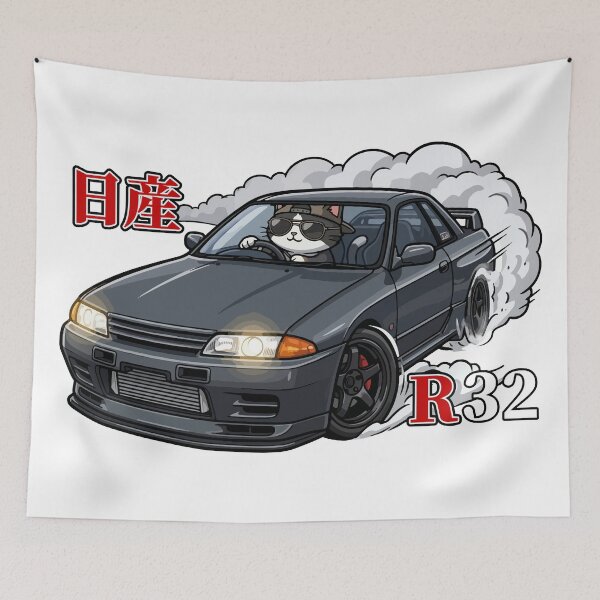 Item preview, Kawaii Drift Cat GTR R32 JDM Akina mountain designed and sold by Muri Neko.