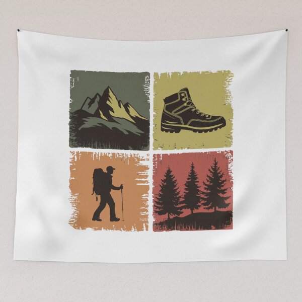 Item preview, Hiking Icons Grid – Mountains, Boot, Hiker & Trees Outdoor Design designed and sold by Gabe1983.
