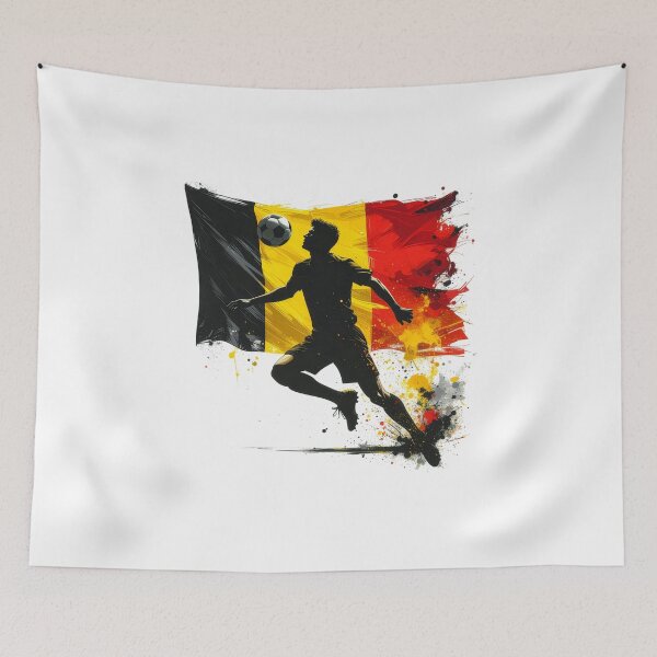 Item preview, Belgium Soccer Player Art — Belgian Football Flag Action Fan Print designed and sold by icemanphotos.