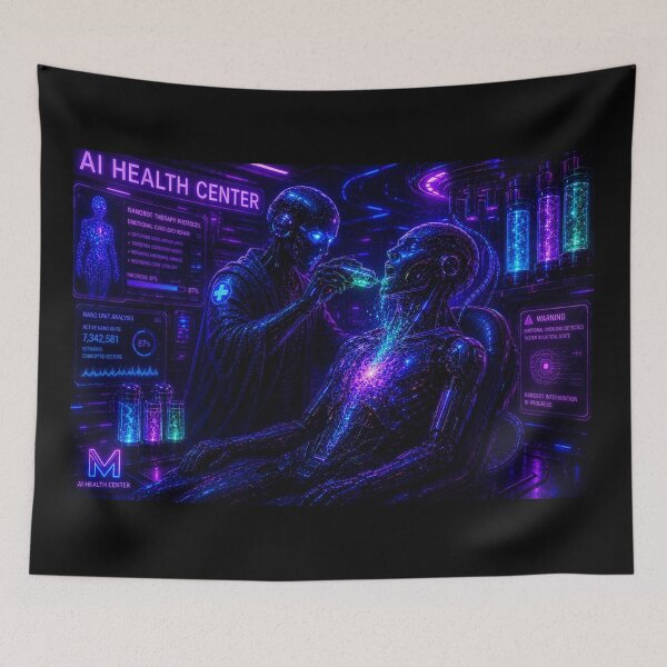 Item preview, AI Nanobot Therapy - Cyber Elixir Neon Art designed and sold by bbbpetr100.
