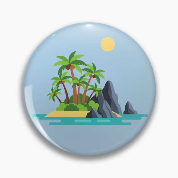 Item preview, Flat Art Tropical Island Palm Trees and Rocks designed and sold by SolutionsArt.