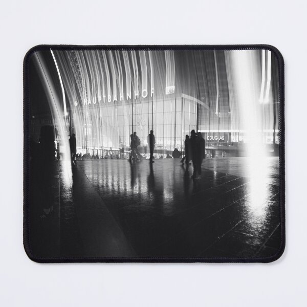Item preview, Cologne Central Station at night in the rain - black and white designed and sold by jacquesview.