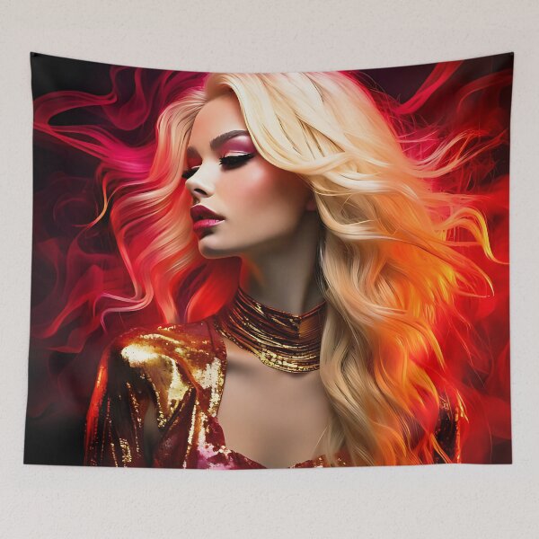 Item preview, Neon Gold Glamour - Ethereal Blonde Portrait designed and sold by ToxicInkArt.