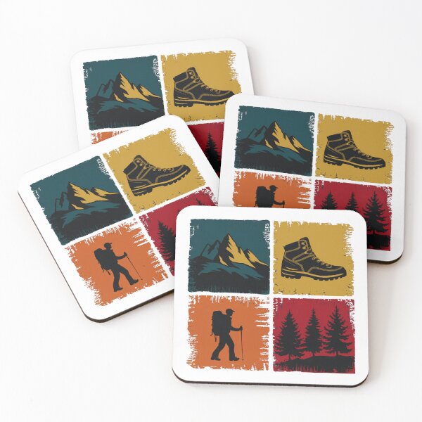Item preview, Hiking Icons Grid – Mountains, Boot, Hiker & Trees Outdoor Design designed and sold by Gabe1983.