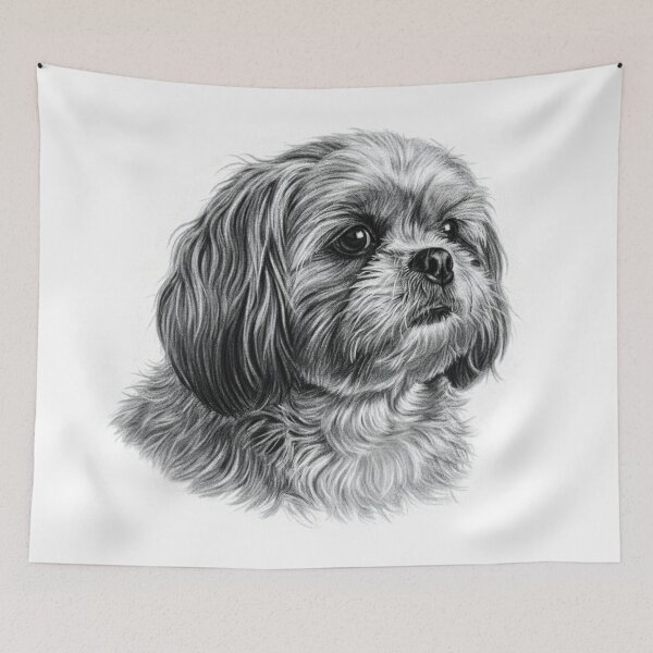Item preview, Shih Tzu Sketch Portrait: Elegant Dog Breed Art designed and sold by Exquisite Design Studio „Paculówka”.