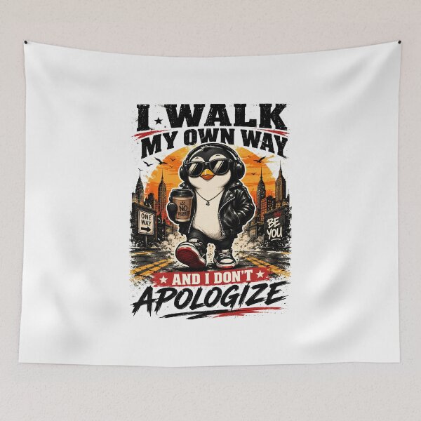 Item preview, I Walk My Own Way Penguin Streetwear Poster designed and sold by ZayCreates.