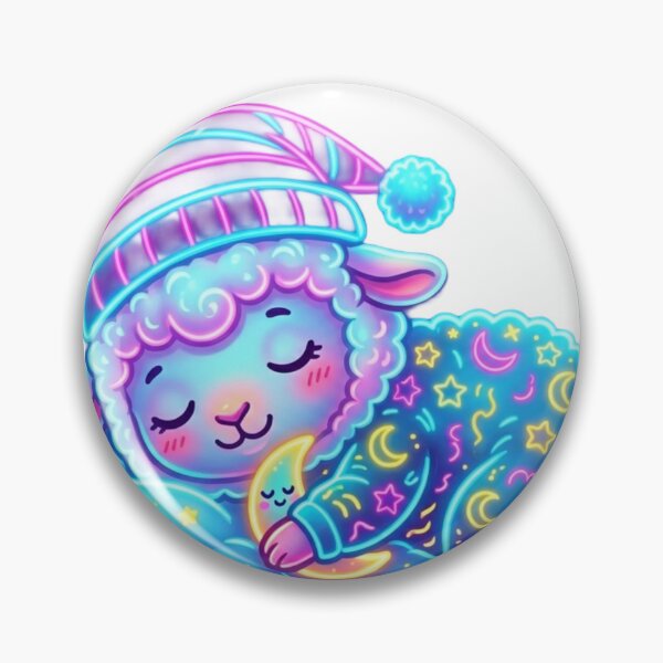 Item preview, Cute Sleeping Neon Sheep on a Cloud – Kawaii Goodnight Motif designed and sold by NeonTraum.