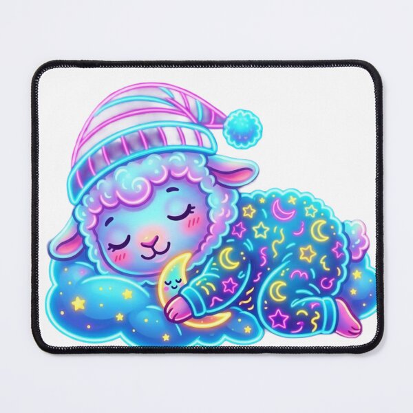 Item preview, Cute Sleeping Neon Sheep on a Cloud – Kawaii Goodnight Motif designed and sold by NeonTraum.