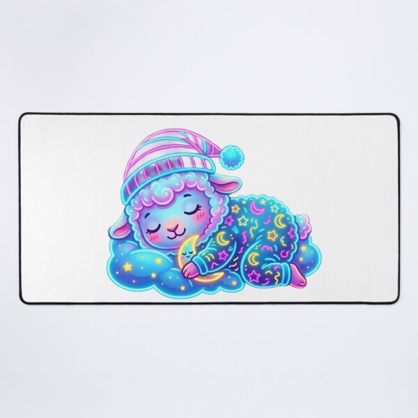 Item preview, Cute Sleeping Neon Sheep on a Cloud – Kawaii Goodnight Motif designed and sold by NeonTraum.