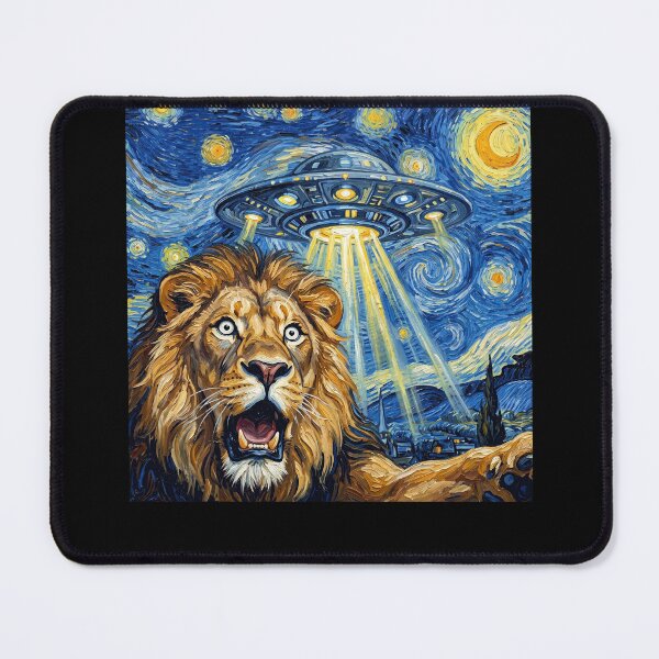 Item preview, Lion Starry Night UFO Van Gogh Art Animal Selfie Lover designed and sold by Kimberley King Art  King Art.