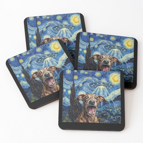 Artikelvorschau, Italienisches Windspiel Sternennacht UFO Van Gogh Kunst Hunde-Selfie-Liebhaber entworfen und verkauft von Kimberley King Art  King Art.