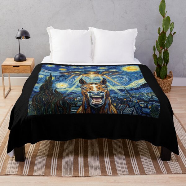 Item preview, Horse Starry Night UFO Van Gogh Art Animal Selfie Lover designed and sold by Kimberley King Art King Art.