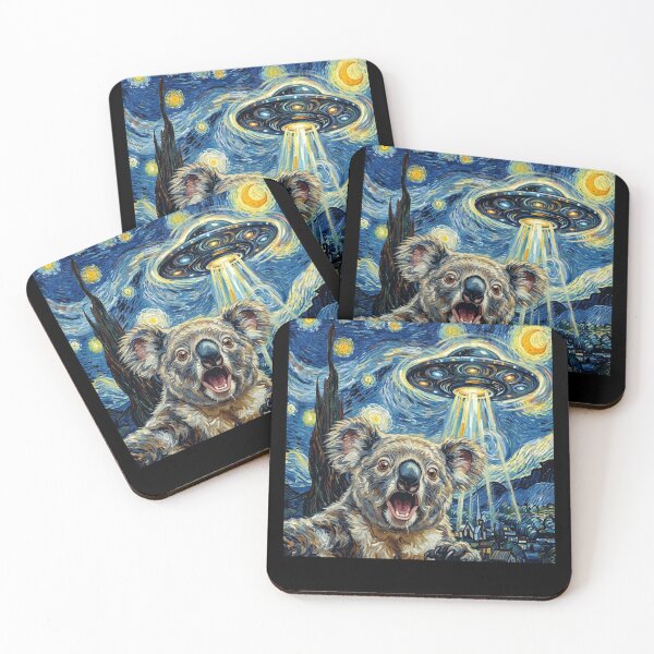 Item preview, Koala Starry Night UFO Van Gogh Art Animal Selfie Lover designed and sold by Kimberley King Art  King Art.