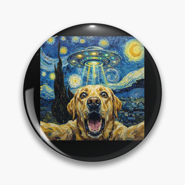 Item preview, Labrador Retriever Starry Night UFO Van Gogh Art Dog Selfie Lover designed and sold by Kimberley King Art  King Art.
