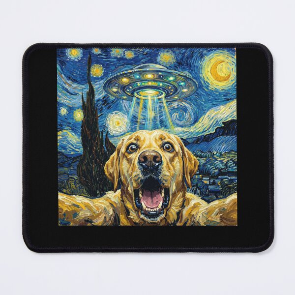 Item preview, Labrador Retriever Starry Night UFO Van Gogh Art Dog Selfie Lover designed and sold by Kimberley King Art King Art.