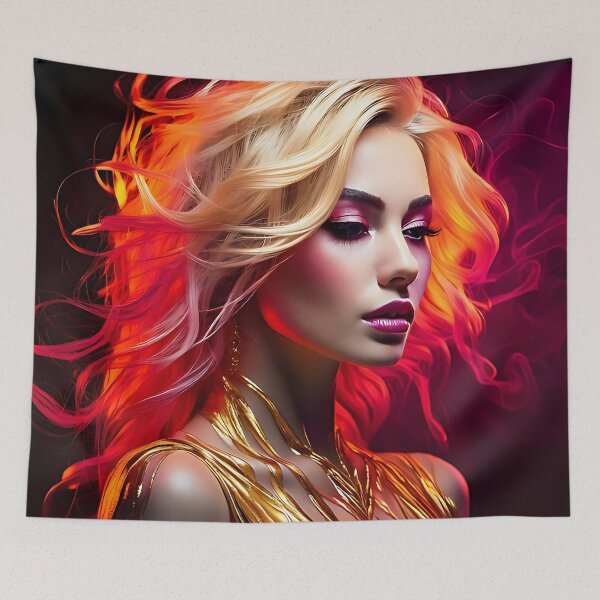 Item preview, Neon Gold Glamour - Ethereal Blonde Portrait designed and sold by ToxicInkArt.